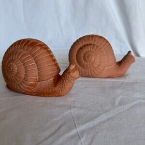 Vintage Terra Cotta Snails Home Decor 6 inch x 3 inch